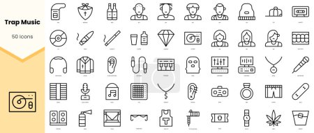 Illustration for Set of trap music Icons. Simple line art style icons pack. Vector illustration - Royalty Free Image