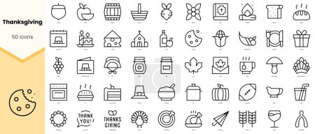Set of thanksgiving Icons. Simple line art style icons pack. Vector illustration