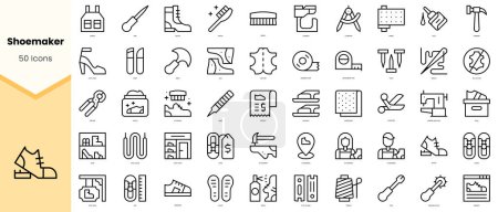 Illustration for Set of shoemaker Icons. Simple line art style icons pack. Vector illustration - Royalty Free Image