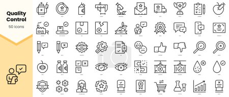 Set of quality control Icons. Simple line art style icons pack. Vector illustration