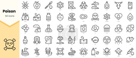 Set of poison Icons. Simple line art style icons pack. Vector illustration