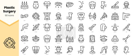 Set of plastic surgery Icons. Simple line art style icons pack. Vector illustration