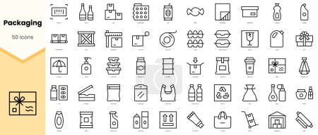 Ilustración de Conjunto de iconos de embalaje. Paquete de iconos de estilo de línea simple arte. Ilustración vectorial - Imagen libre de derechos