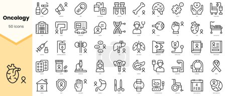 Set of oncology Icons. Simple line art style icons pack. Vector illustration