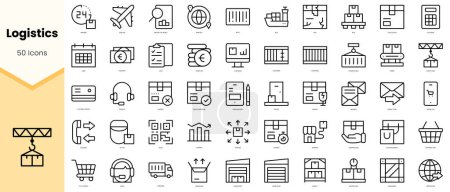Set of logistics Icons. Simple line art style icons pack. Vector illustration