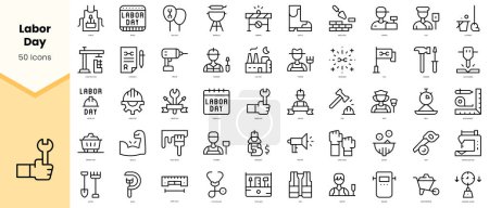Set von Ikonen des Arbeitstages. Einfache Zeilenkunst-Stil-Symbole packen. Vektorillustration