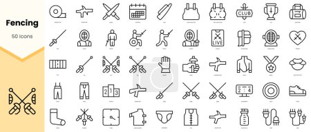 Set of fencing Icons. Simple line art style icons pack. Vector illustration