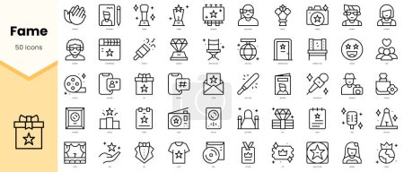 Ilustración de Conjunto de iconos de la fama. Paquete de iconos de estilo de línea simple arte. Ilustración vectorial - Imagen libre de derechos