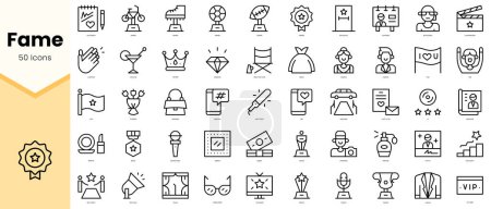 Set of fame Icons. Simple line art style icons pack. Vector illustration