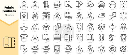 Ensemble de caractéristiques de tissu Icônes. icônes de style art ligne simple pack. Illustration vectorielle