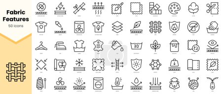 Set of fabric features Icons. Simple line art style icons pack. Vector illustration