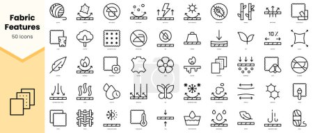 Conjunto de características de tela iconos. Paquete de iconos de estilo de línea simple arte. Ilustración vectorial