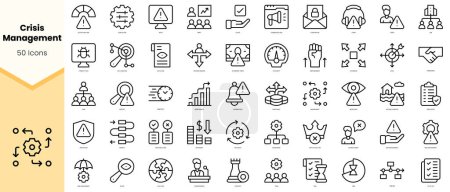 Set of crisis management Icons. Simple line art style icons pack. Vector illustration