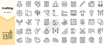 Set of crafting Icons. Simple line art style icons pack. Vector illustration
