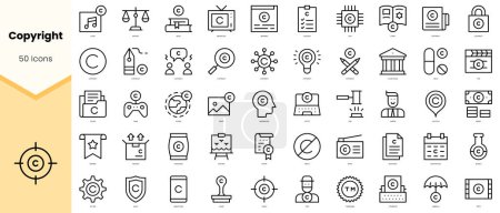 Set of copyright Icons. Simple line art style icons pack. Vector illustration