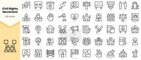 Illustration for Set of civil rights movement Icons. Simple line art style icons pack. Vector illustration - Royalty Free Image