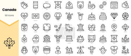 Set of canada Icons. Simple line art style icons pack. Vector illustration