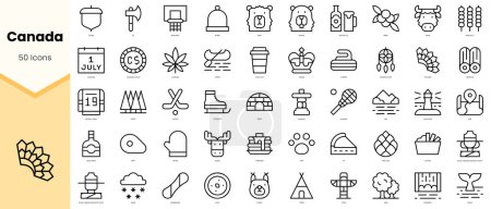 Illustration for Set of canada Icons. Simple line art style icons pack. Vector illustration - Royalty Free Image
