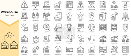 Aperçu simple Ensemble d'icônes d'entrepôt. Pack d'icônes de style linéaire. Illustration vectorielle
