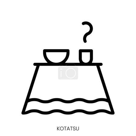 Kotatsu-Symbol. Line Art Style Design isoliert auf weißem Hintergrund