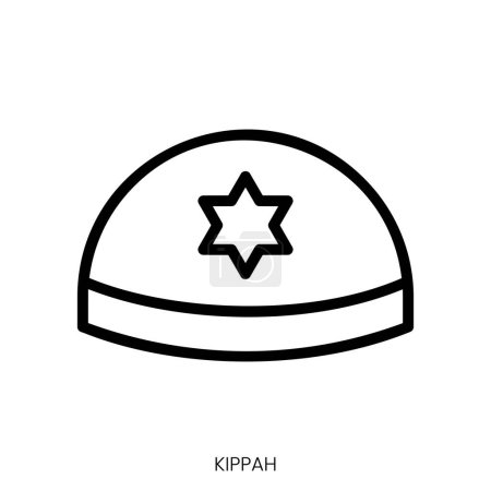 Kippa-Symbol. Line Art Style Design isoliert auf weißem Hintergrund