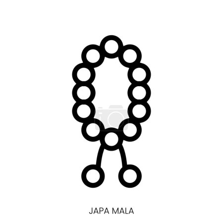 Illustration for Japa mala icon. Line Art Style Design Isolated On White Background - Royalty Free Image