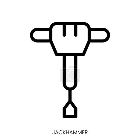 Illustration for Jackhammer icon. Line Art Style Design Isolated On White Background - Royalty Free Image