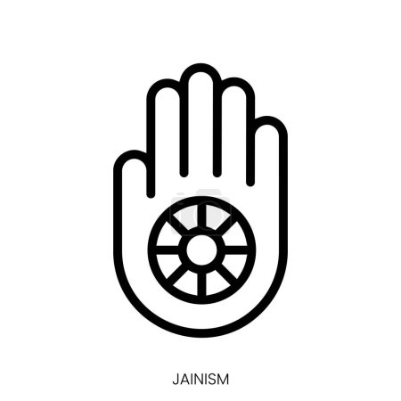 Illustration for Jainism icon. Line Art Style Design Isolated On White Background - Royalty Free Image
