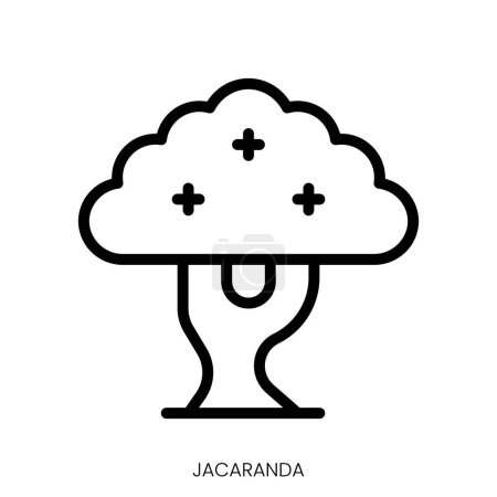 Jacaranda-Ikone. Line Art Style Design isoliert auf weißem Hintergrund