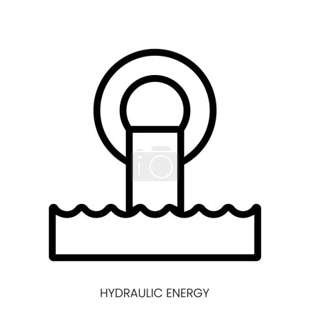 hydraulische Energie-Ikone. Line Art Style Design isoliert auf weißem Hintergrund