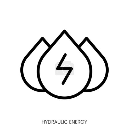 hydraulische Energie-Ikone. Line Art Style Design isoliert auf weißem Hintergrund