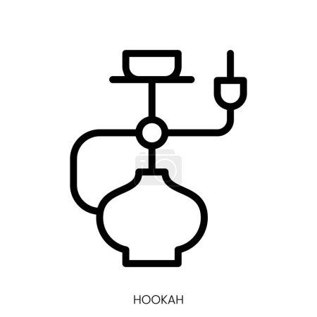 Illustration for Hookah icon. Line Art Style Design Isolated On White Background - Royalty Free Image