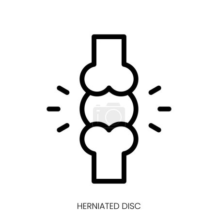 herniated disc icon. Line Art Style Design Isolated On White Background