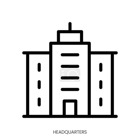 headquarters icon. Line Art Style Design Isolated On White Background