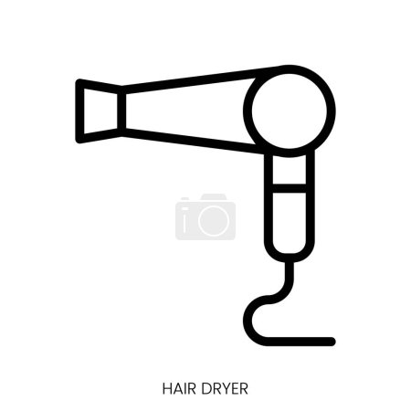 hair dryer icon. Line Art Style Design Isolated On White Background