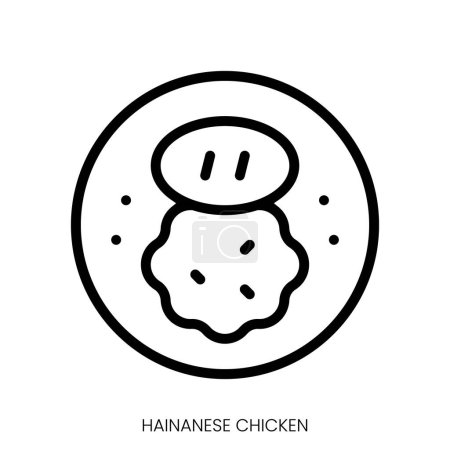 hainanese chicken icon. Line Art Style Design Isolated On White Background