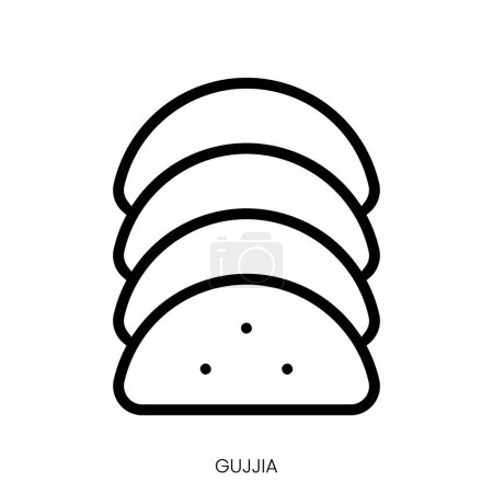 Illustration for Gujjia icon. Line Art Style Design Isolated On White Background - Royalty Free Image