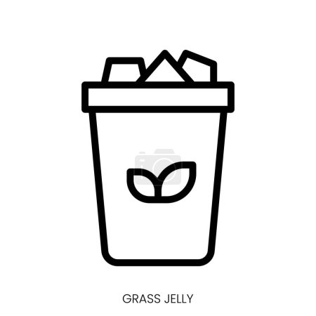 grass jelly icon. Line Art Style Design Isolated On White Background