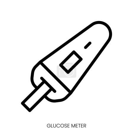 glucose meter icon. Line Art Style Design Isolated On White Background