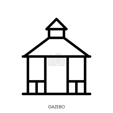 Pavillon-Symbol. Line Art Style Design isoliert auf weißem Hintergrund