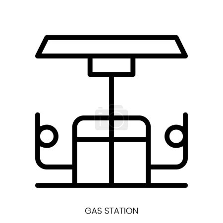 Tankstellen-Symbol. Line Art Style Design isoliert auf weißem Hintergrund