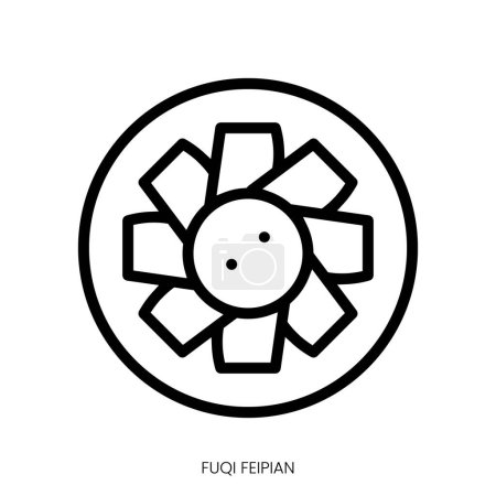 Téléchargez les illustrations : Fuqi icône féipienne. Design de style Line Art isolé sur fond blanc - en licence libre de droit