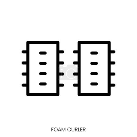 Schaumstoffcurler-Symbol. Line Art Style Design isoliert auf weißem Hintergrund