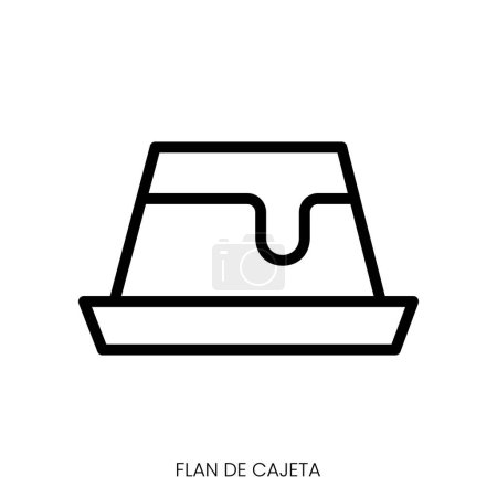 Ilustración de Flan de cajeta icono. Diseño de estilo de arte de línea aislado sobre fondo blanco - Imagen libre de derechos