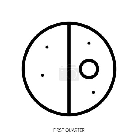 first quarter icon. Line Art Style Design Isolated On White Background