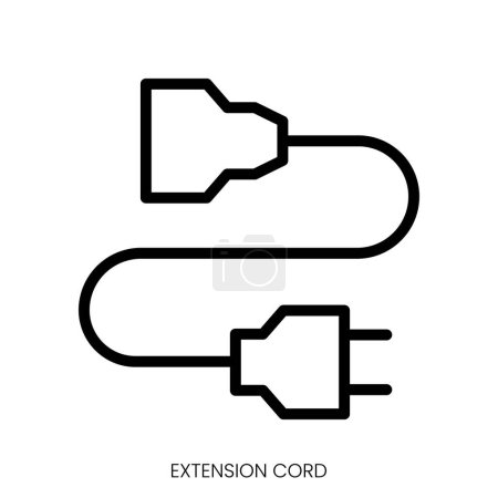 Illustration for Extension cord icon. Line Art Style Design Isolated On White Background - Royalty Free Image