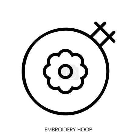 embroidery hoop icon. Line Art Style Design Isolated On White Background