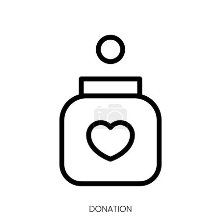 Illustration for Donation icon. Line Art Style Design Isolated On White Background - Royalty Free Image