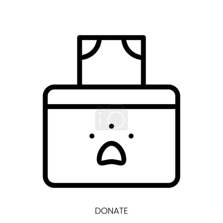 Illustration for Donate icon. Line Art Style Design Isolated On White Background - Royalty Free Image