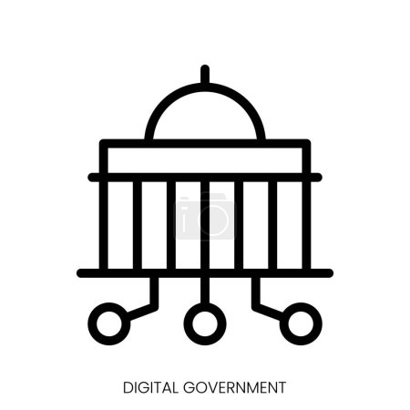 Ilustración de Icono del gobierno digital. Diseño de estilo de arte de línea aislado sobre fondo blanco - Imagen libre de derechos